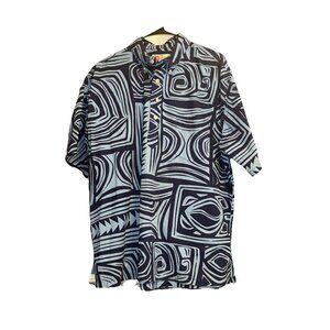 Hilo Hattie Made in Hawaii Men's XL Geometric Tropical Hawaiian Pullover Button
